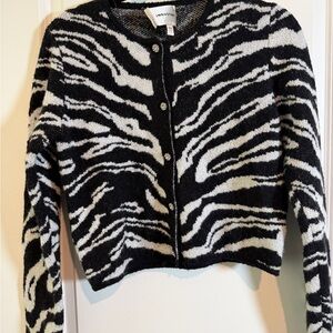 INDUSTRY Black & White Zebra Print Cardigan Sweater